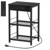 Printer Stand Industrial 3 Tier Printer Table with Storage and Charging Station Printer Stand Holder with Wood Shelves Printer Shelf with USB Por