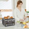 SEEDEEM 4 Slice Toaster, Stainless Steel Bread Toaster with LCD Display, 7 Shade Settings, Extra Wide Slots with Cancel/Bagel/Defrost/Reheat Func