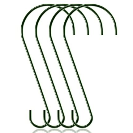 QIODAZOO 30cm Bird Feeder Tree Hooks Planter Hanger, Bird Hooks S-Hooks Metal Rustproof for Birdcage, Baskets, Plants (Green, 4pcs)