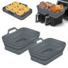 2PCS Foldable Silicone Liners for Ninja Dual Air Fryer AF400UK & Tower T17088, Tuuyee 7.87inch Silicone Air Fryer Pot Basket, Ninja Dual Air Frye