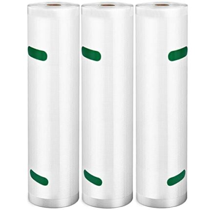 Aeshory Vacuum Sealer Rolls Bags, 3 Pack 28cm x 6m (Total 18m) Embossed Vacuum Sealer Bags for Food Storage and Sous Vide Cooking, BPA Free, Cust