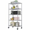 SUOERNUO 5-Shelf Shelving Storage Unit on Wheel Casters Metal Organizer Wire Rack for Home Office Kitchen Bathroom Organization Black(30Lx14Wx62.