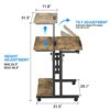 Panta Mobile Standing Desk, Adjustable Rolling Desk with 3 Desktops, Portable Desk for Laptop with Desk Cup Holder, Home Office Mobile Desk Porta