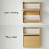 Wall Mounted Desk,Folding Drop-leaf Table with Bookshelf,Foldable Bookshelves,Space-Saving Fold Down Computer Laptop Writing Workbench,for Home O