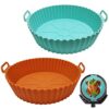 2 Air Fryer Silicone Pot Extra Large Capacity 8.5inch, Silicone Air Fryer Liner, Reusable Non-Stick Air Fryer Basket Silicone, for Oven, Air Frye