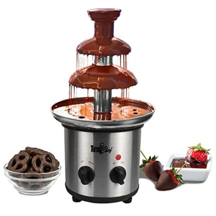 Total Chef 3 Tier Electric Chocolate Fountain Machine, Fondue Large Set, 1.5 Pound Capacity, Adjustable Settings, Keep Warm Function, Perfect for