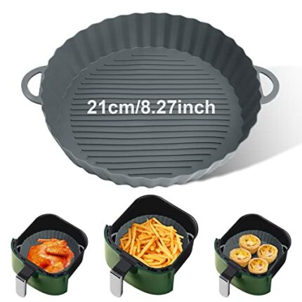 Vicloon Air Fryer Silicone Pot, 8.27 inch Air Fryer Liners, Supersoft Round Air Fryer Replacement Basket, Reusable Heat Resistant Non-Stick Baske