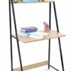 SpringSun 2-Tier Ladder Computer Desk with Storage Bookshelf, Modern Writting Table for Office and Home