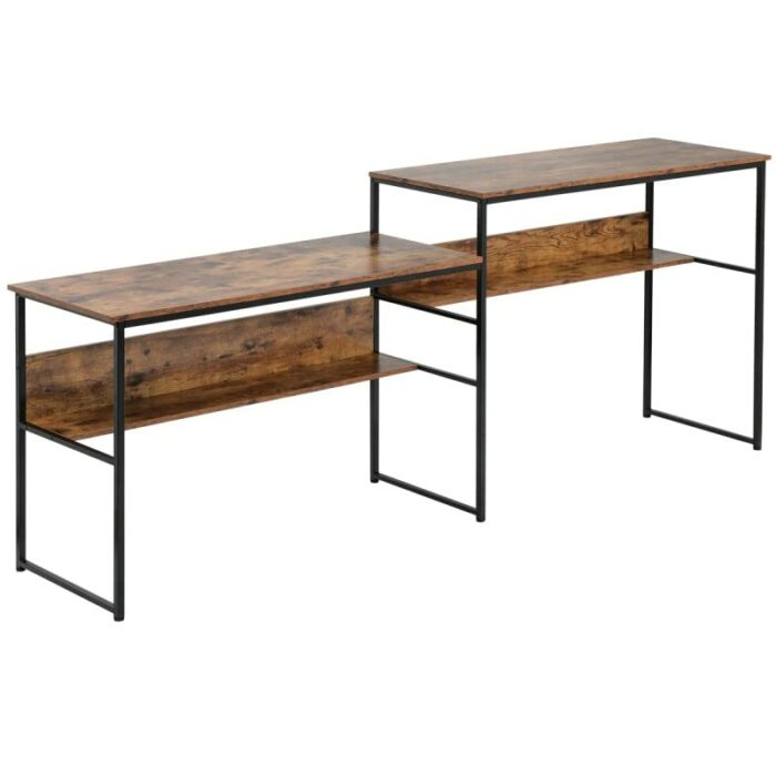 N/A Home Office Double Desk Writing Study Desk Large Computer Desk with Open Storage Rack (Color : A)