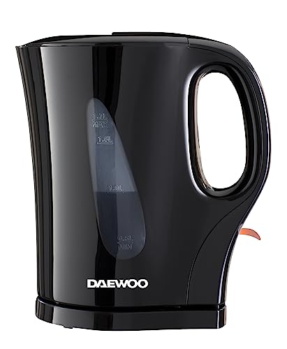 Daewoo Essentials, Plastic Kettle, Black, 1.7 Litre Capacity, Fill 7 Cups, Family Size, Visible Water Window For Easy Monitoring, Led Light Indic