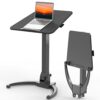 JOY worker Foldable Mobile Standing Desk, Pneumatic Height Adjustable Sit Stand Desk, 90° Tiltable Rolling Portable Laptop Desk with Wheels Non-S