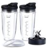 SLHOWOW 2-Pack 16oz/450ml Cup with Sip & Seal Lid,Blender Replacement Parts Compatible with Nutri Ninja 700w/1200w/1500w Series