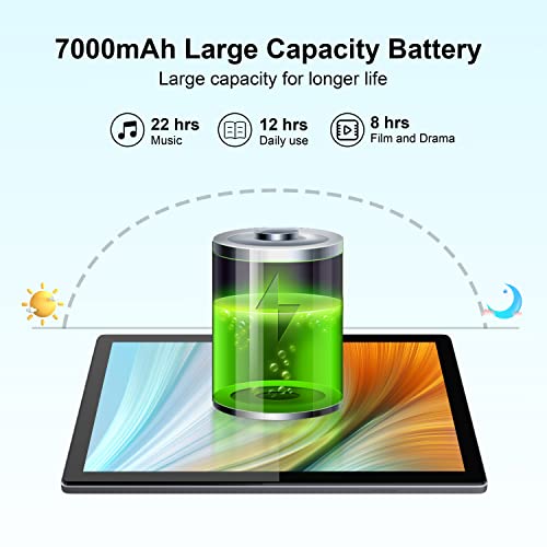 BYYBUO 10.1 inch Android 12 Tablet, Octa-Core 2.0 GHz Processor, New Upgrade Smartpad Tablet 7000mAh, 4G RAM+64GB ROM, Expand to 512GB, 1920x1200