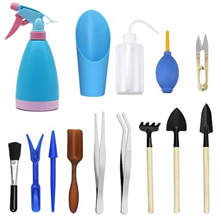 14 Pieces Garden Fleshy Tool Set, Garden Gardening Tools Set, Hand Tools Set Gardening, Indoor Gardening Tool Sets, Including Pruning Shears, Min