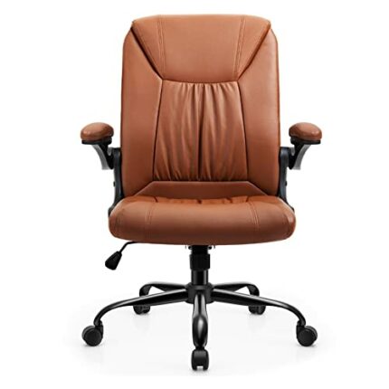 SDFGH Brown Executive Office Chairs PU Leather Computer Desk Chair Extra