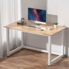 WALNUT 110 x 60cm Office Desk Computer Table Laptop Metal Steel Frame Easy Assemable Home Office Workstation (Color : A)