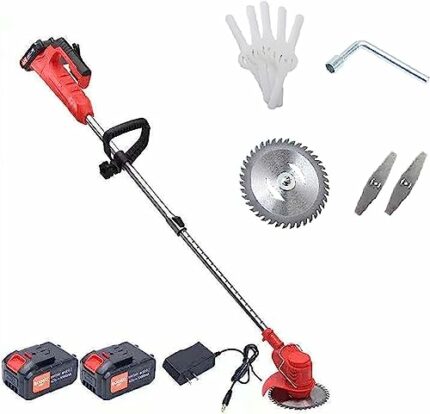 Cordless Weeder, 24V Lightweight Cordless Lawn Mower with 3 Blades 2 Pieces 24V Battery Charger Portable Home Lawn Garden Trimmer