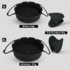 Black Silicone Air Fryer Liners Round - Ninja Air Fryer Accessories With Handle - Non-Stick, Durable, & Reusable Air Fryer Liners - 7.8 Inch & 8.