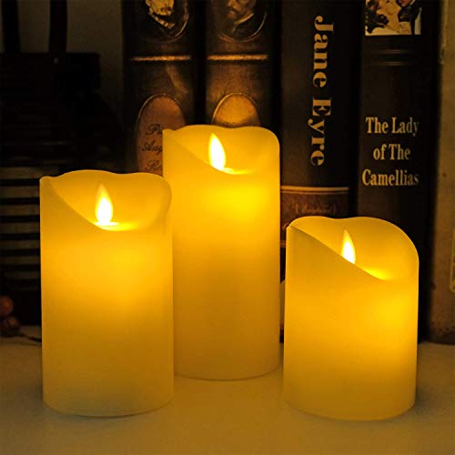 Led Candles Flameless Candles, 4"/5"/6"Set of 3 Flameless Flickering Candles Battery Operated with 24 Hour Timer and 10 Key Remote Control, Ivory