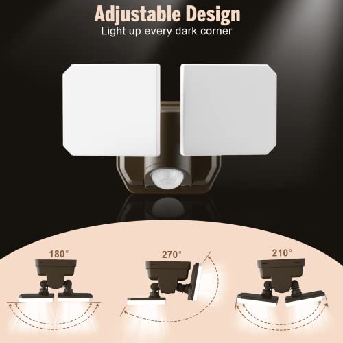 FLITI Brighter Battery Powered Motion Sensor Security Lights,1000LM Dusk to Dawn LED Wireless Flood Lights,with 2 Adjustable Head, IP65 Waterproo