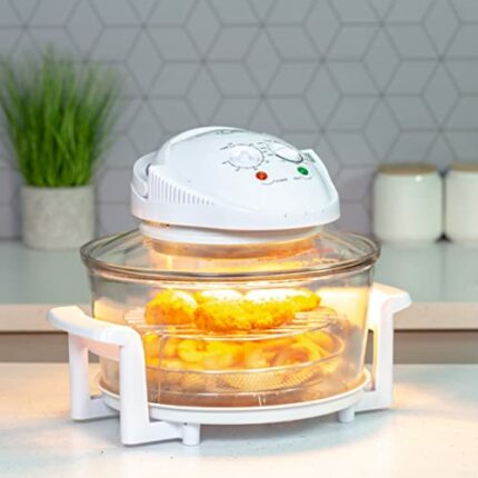 Quest 43890 12 Litre Halogen Oven / Low Fat, Multi-Function Oven / Toughened Glass Material / Healthy Air Cooking / Self-Cleaning Mode / 60 Minut