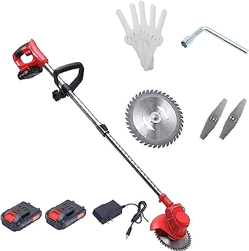 Electric Weeder, Battery Powered 24V Lightweight Cordless Weed Trimmer with Charger 3 Blades Multipurpose Home Lawn Mower