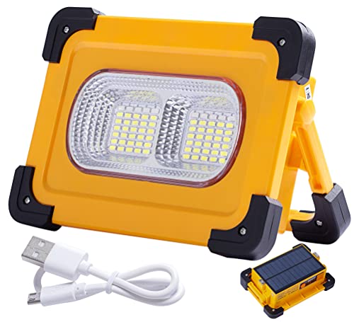 Solar Rechargeable LED Work Light, 80W Portable Camping Light & 11000mah Battery Power Bank, 4 Modes Floodlight USB Magnetic Light, IP65 Waterpro