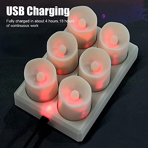 Rechargeable Battery Tea Lights, 6 Pcs Warm White Led Tea Lights with Remote & Timer, Fake Candles,Led Candles,Electric Tea Lights,Small Led Ligh
