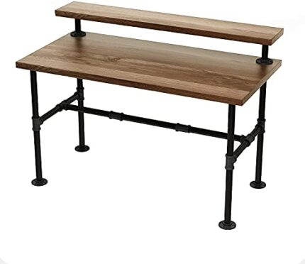 NIUBID 28 Inche Industrial Pipe Table Legs Set, Iron-Cast Finish Piping for Wooden Computer Desk, Office, Home, Rustic Furniture for DIY Decor wi