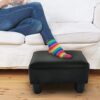 GTYT Leather Footstool Foot Rest Small Seat Foot Rest Chair Black Home Office with Legs