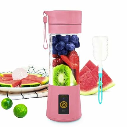 Portable Blender 380ml, Mini Blender with 6 Blades, Fruit Mixing Machine, Portable Smoothie Blender for Shakes and Smoothie, USB Rechargeable Jui