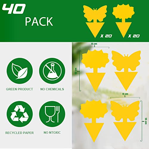 Fruit Fly Trap, 40 Pack Fruit Fly Killer Yellow Sticky Bug Insect Killer Double-sided Insect Catcher Sticky Bug Sticky Fruit Fly Killer for House