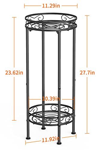 Mutool 2 Tier Tall Plant Stand, Metal Plant Stands Indoor 70x30cm, Flower Stand Flower Pot Display Stand for Garden Patio, Black