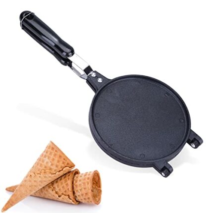 Waffle Cone Maker,Egg Roll Pan Non Stick Egg Roll Waffle Cone Machine with Long Handle Aluminum Alloy Egg Roll Machine Crepe Maker Ice Cream Cone