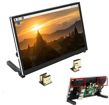 DIGISHUO 7 Inch Touchscreen Monitor for Raspberry Pi 4B/3B/3B+/2B | IPS FHD 1024×600 | Responsive and Smooth Touch | Dual Built-in Speakers | HDM