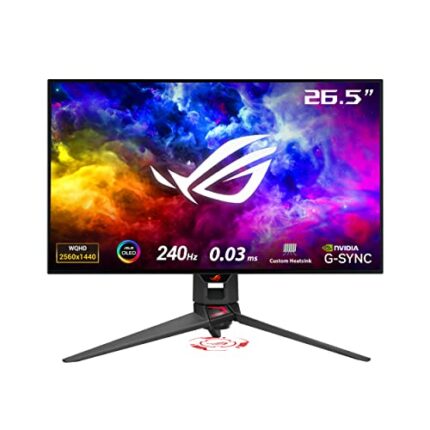 ASUS ROG Swift OLED PG27AQDM gaming monitor ― 27-inch (26.5-inch viewable) QHD (2560 x 1440) OLED panel, 240Hz, 0.03 ms response time, G-SYNC® co