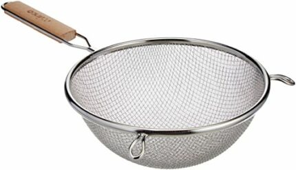 Winco MS3A-8D Strainer with Double Fine Mesh, 8-Inch Diameter, Stainless Steel, Tan