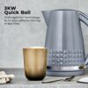 Tower T10075GRY Solitaire Kettle with 360° Swivel Base Cord Storage 1.5L 3KW Grey and Chrome Accents