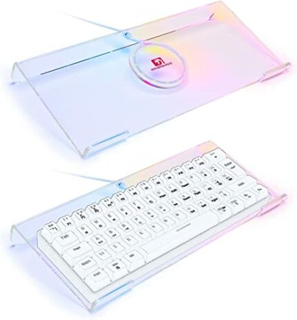 Premium Acrylic Computer Keyboard Stand,366 Kinds RGB LED Backlit Keyboard Tray,Gaming Keyboard USB Interface Titled Keyboard Stand,Clear Acrylic
