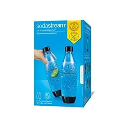 SodaStream DuoPack Fuse 2x 1L KST bottle - dishwasher safe (BPA free) - replacement bottles for SodaStream Water bubbler with PET bottles, black,