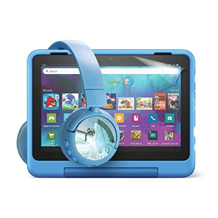 Fire HD 8 Kids Pro tablet (Cyber Sky) + BuddyPhones PopTime Pro Bluetooth Child Headphones (Cyber Sunset) + NuPro Screen Protector (2-pack)