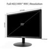 SKitphrati 20 Inch PC Monitor 1600x900 60Hz 5MS HDMI Monitor LED Monitor with HDMI VGA, Viewing Angle 95° (Horizontal), 76% sRGB, VESA, TN Panel,