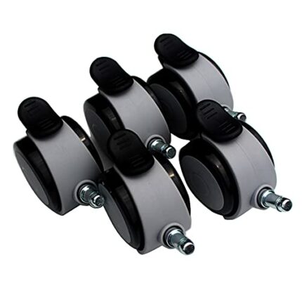 SKOAJAS Plate Casters 5 casters stem M11 Furniture Castor Wheels for Office Chair 26 inches Heavy Duty 200kg Silent Nylon with Brake Swivel casto