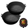 Air Fryer Silicone Liner, 2 Pack Reusable Silicone AirFryer Liners, 7.8 inch Air Fryer Accessories for Ninja COSORI Tower, Fits 3.6 to 6.8QT Air