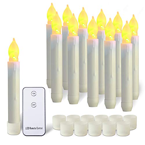 Raycare 12PCS LED Taper Candle Lights, Harry Potter Floating Candles, Flameless Battery Operated Window Candles for Valentine's Day Party Decorat