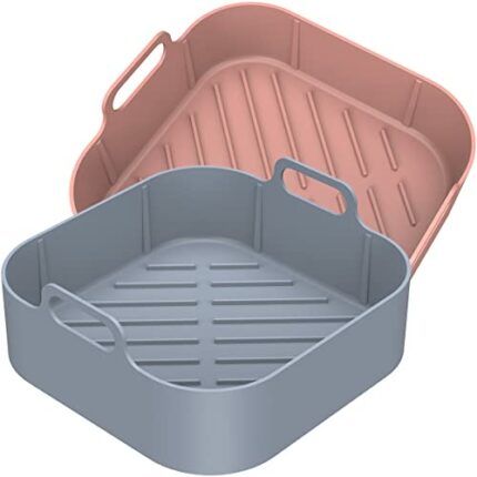 2PCS Silicone Pot For Ninjas Dual Air Fryer, Silicone Air Fryer Liners Double Air Fryer Silicone Air Fryer Basket, Air Fryer Rack Accessories For