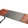 Decoholic 63 Inch Home Office Computer Two-Color Panel Desk with Storage Bag and Hook, Black, Sandalwood Color, Industrial Modern Laptop Desk