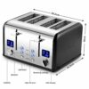 Toaster 4 Slices, Cusimax Stainless Steel Toaster with Ultra-Clear LED Display & 4 Extra-Wide Slots, Defrost/Reheat/Cancel Function, 6 Browning S