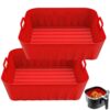 2 Pack Square Air Fryer Silicone Liner, 8.3 Inch Large Reusable Air Fryer Liners Fit for 4 to 7 QT Tower Oven, Air Fryer Accessories for COSORI U