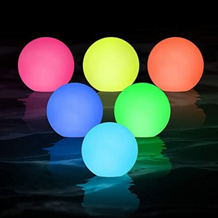 WHATOOK 6pcs Floating Pool Light LED Spa Light, IP68 Waterproof RGB 16 Color Changing Bathtub Night Light, Light Up Ball Light for Kids Gift, Wed